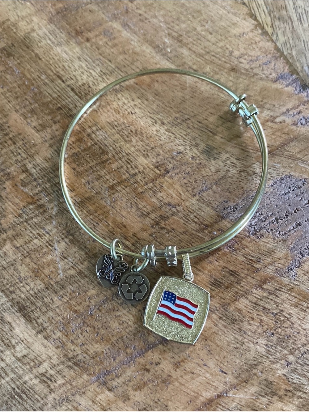 Angelica American Flag Charm Bangle Bracelet